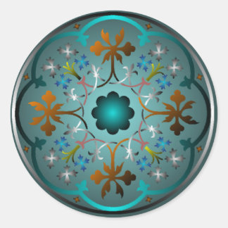 Mittelalterliches Blumenmuster Runder Aufkleber