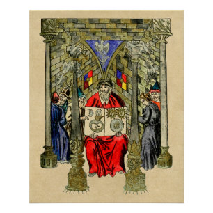 Mittelalterliches Buch von Alchimie Poster