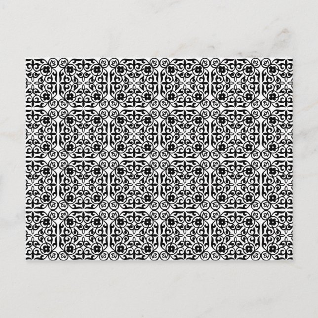 Mittelalterliches Damaskusmuster, schwarz-weiß Postkarte (Vorderseite)