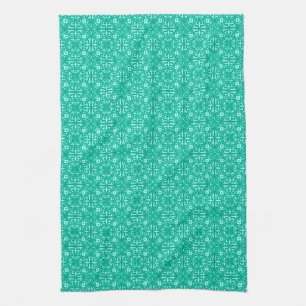 Mittelalterliches Damasmuster, Türkis und Aqua Handtuch