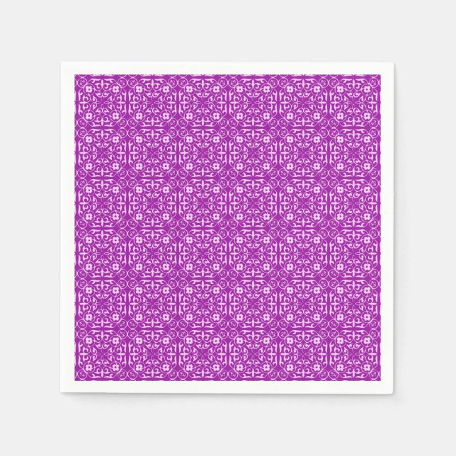 Mittelalterliches Damastmuster, Amethyst lila Serviette (Vorderseite)