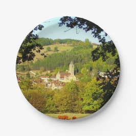 Mittelalterliches Dorf Plazac Paper Tellers Pappteller