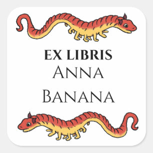 Mittelalterliches Drachen-Wurm-Echsen-Exlibris Quadratischer Aufkleber