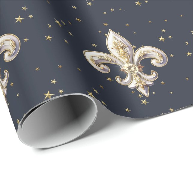 Mittelalterliches Fleur-de-Lis-Geschenkpapier Geschenkpapier (Rolleneckpunkt)