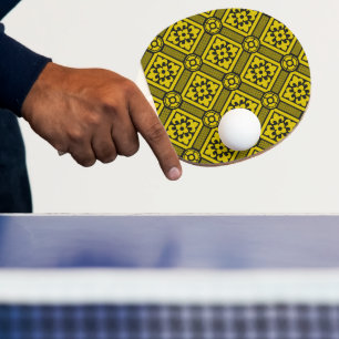 Mittelalterliches Gelb Schwarze Lilien Romanischer Tischtennis Schläger