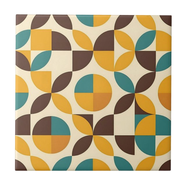Mittelalterliches geometrisches Blütenmuster Fliese (Vorderseite)