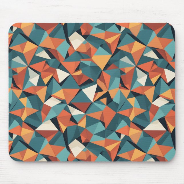 Mittelalterliches geometrisches Teal- und Orange-M Mousepad (Vorne)