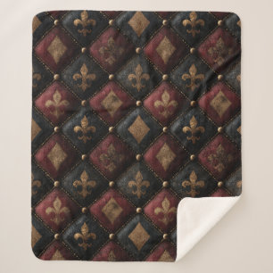 Mittelalterliches getuftetes Fleur-de-Lis-Harlekin Sherpadecke