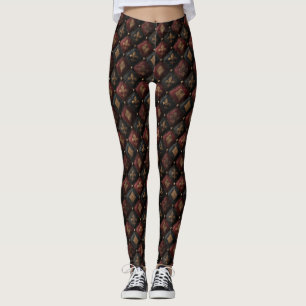 Mittelalterliches getuftetes Harlekin-Muster mit F Leggings