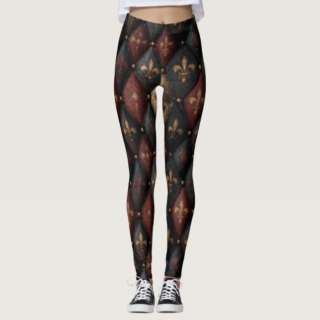 Mittelalterliches getuftetes Harlekin-Muster mit F Leggings (Vorderseite)