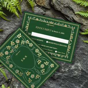 Mittelalterliches Gold-Blumengebäck und Hochzeitss Begleitkarte