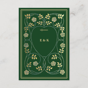 Mittelalterliches Gold-Blumengebäck und Hochzeitss Begleitkarte