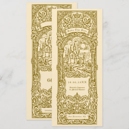Mittelalterliches goldenes Hochzeits-Lesezeichen S Einladung