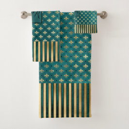 Mittelalterliches Goldrüstung Aquamarines elegante Badhandtuch Set