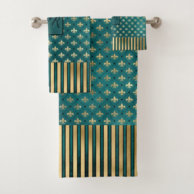 Mittelalterliches Goldrüstung Aquamarines elegante Badhandtuch Set (Insitu)