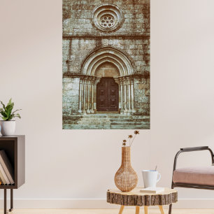 Mittelalterliches Gotisches Portal in Santiago de  Poster