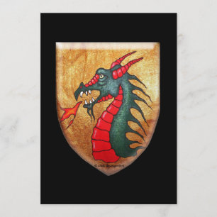 Mittelalterliches grüner Drache-Schild Einladung