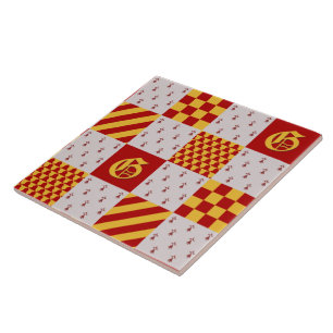 Mittelalterliches Heraldisch Rot Gelb Vair Hermeli Fliese