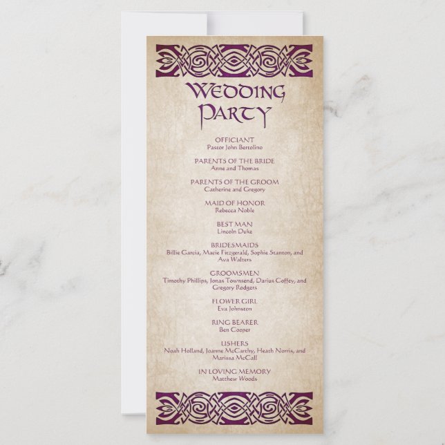 Mittelalterliches Hochzeitsprogramm (Rückseite)