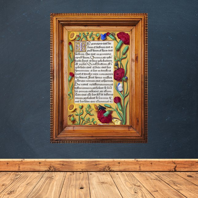 Mittelalterliches Illuminiertes Manuskript Gospel  Poster (Medieval Illuminated Manuscript Gospel St John Catholic Christian Poster)