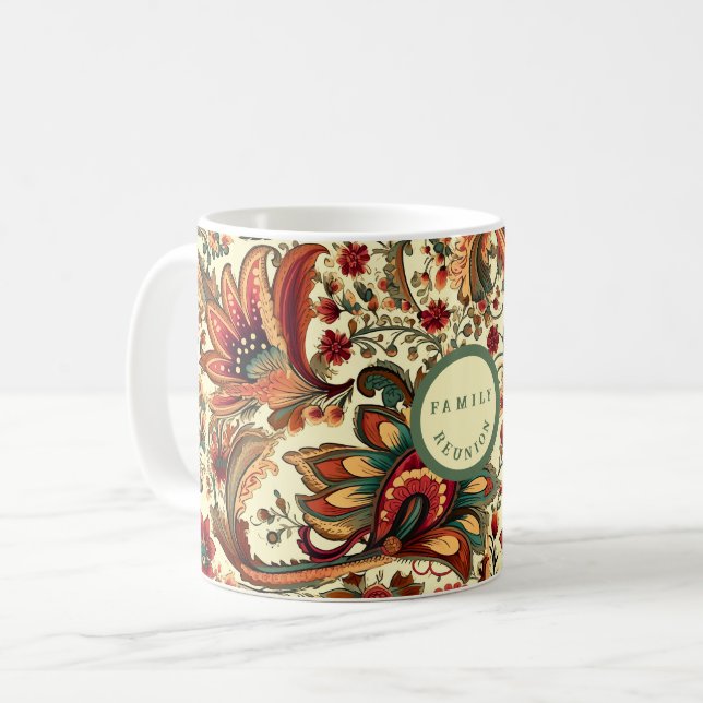Mittelalterliches Inspiriertes Blumenmuster Kaffeetasse (Vorderseite Links)