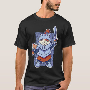 Mittelalterliches Katzenkätzchen mit Schwert und S T-Shirt