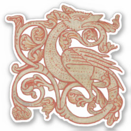 mittelalterliches Manuskript Dragon Vinyl Sticker