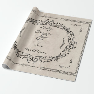 Mittelalterliches Manuskript Elegante Hochzeit Geschenkpapier