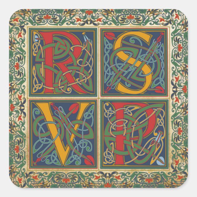 Mittelalterliches Manuskript mit UAWG Quadratischer Aufkleber (Vorderseite)