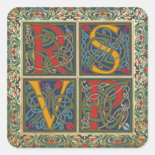 Mittelalterliches Manuskript mit UAWG Quadratischer Aufkleber