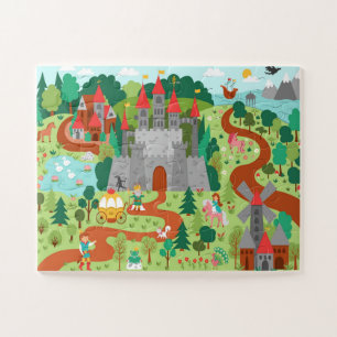 Mittelalterliches Märchenkönigreich Fantasy-Schlos Puzzle