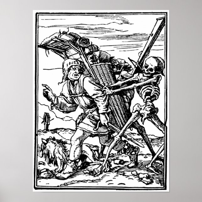 Mittelalterliches Memento Mori Gravieren Poster (Vorne)