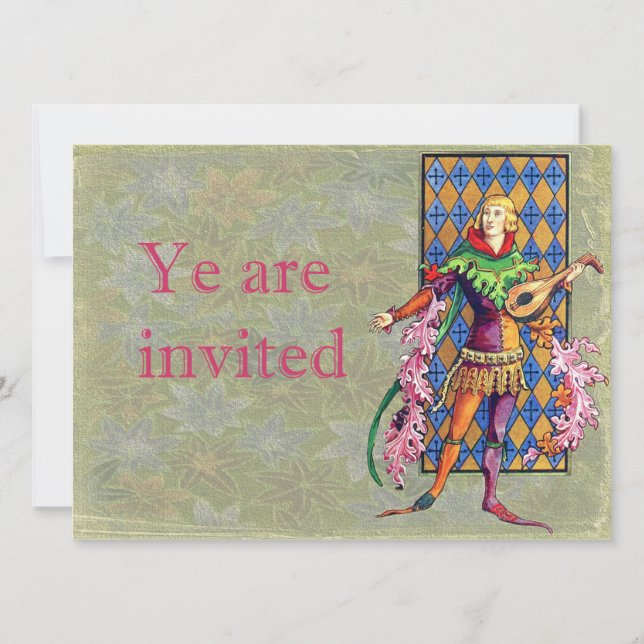 Mittelalterliches Minstrel und Lute Einladung (Vorderseite)