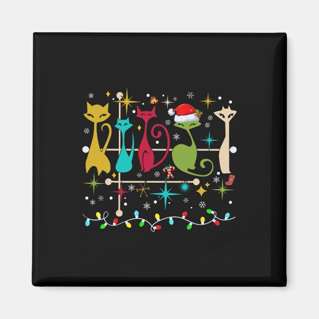 Mittelalterliches Modernes Aussehen Katzen Weihnac Magnet (Vorne)