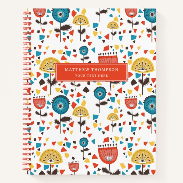 Mittelalterliches, modernes, farbenfrohes, florale notizbuch (Vorderseite)