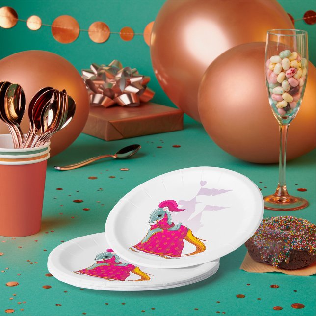 Mittelalterliches Ritterpferd in Armor Fantasie Pappteller (Von Creator hochgeladen)