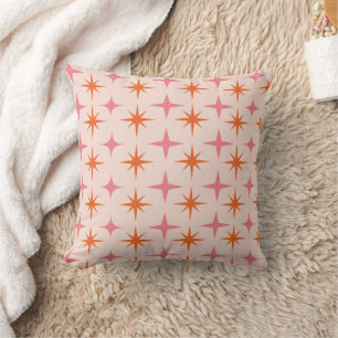 Mittelalterliches Rosa Orange Retro Starbursts Mus Kissen