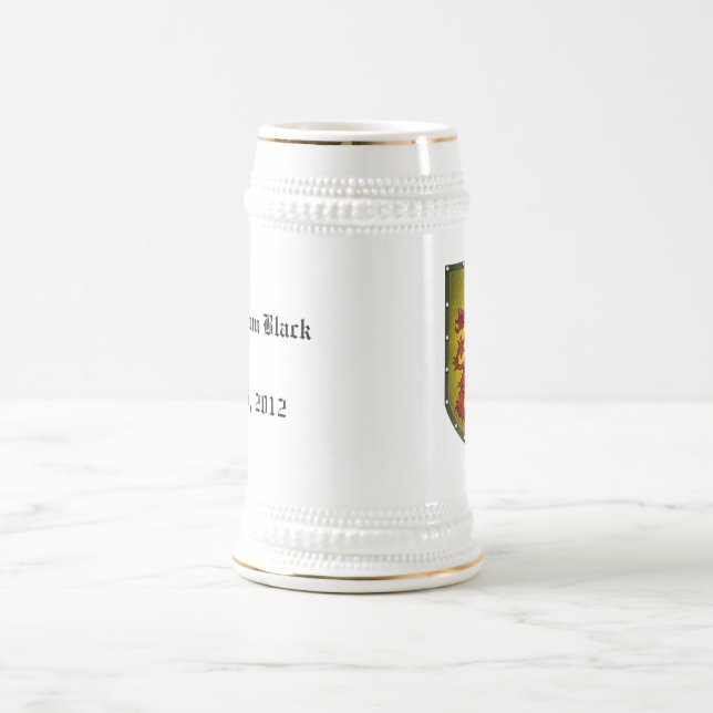 Mittelalterliches rotes Löwe-Imitat-Metallschild Bierglas (Mittel)