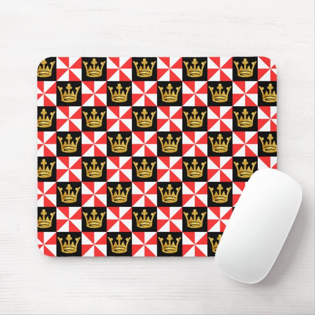 Mittelalterliches Rotes Schwarzes Imitat Goldkrone Mousepad (Mit Mouse)
