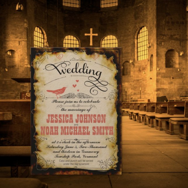 Mittelalterliches Rustikales Vintages Korallengebi Einladung (Von Creator hochgeladen)