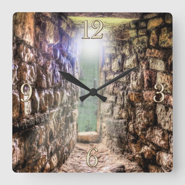 Mittelalterliches Schloss Cardiff Window, Wales, V Quadratische Wanduhr (Vorderseite)
