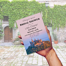 Mittelalterliches Schloss Fantasy Pink Brautparty Einladung