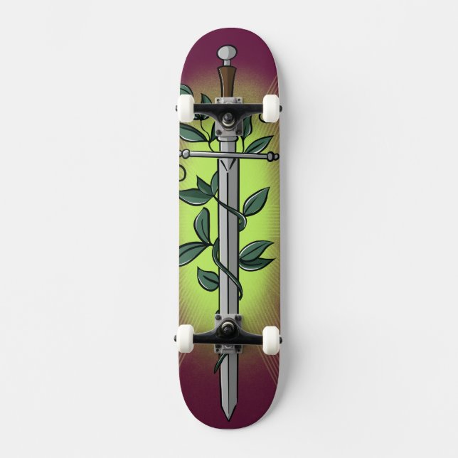 Mittelalterliches Schwert & Rebe Skateboard (Vorderseite)