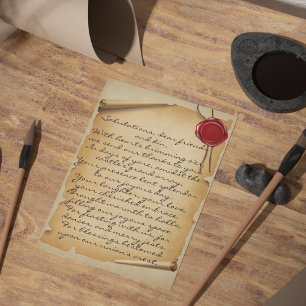 Mittelalterliches Scroll Wax Siegel Hochzeit Danke Postkarte