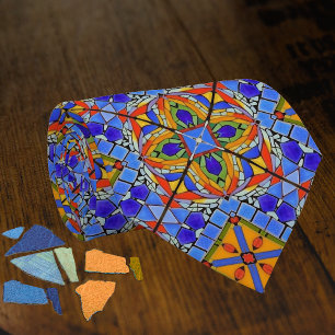 Mittelalterliches Tile Church Floor Thema blau Krawatte