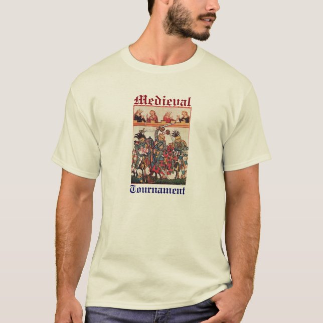 MITTELALTERLICHES TURNIER, KÄMPFENDE RITTER UND T-Shirt (Vorderseite)