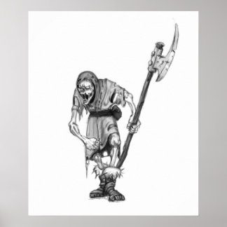 Mittelalterliches Untotes Fantasy-Monster Zeichne Poster