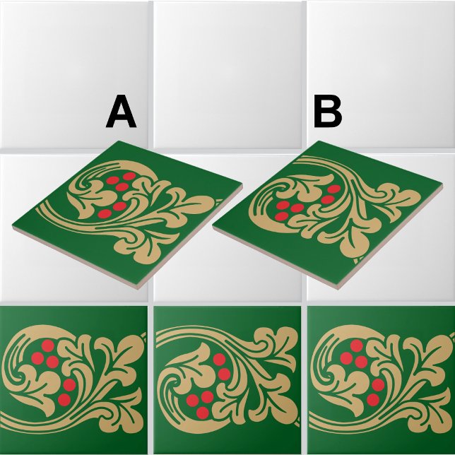 Mittelalterliches Weinreben-Friesmuster A Fliese (Frieze example shown combines both "Medieval Style Grapevine Frieze Pattern" A and B)
