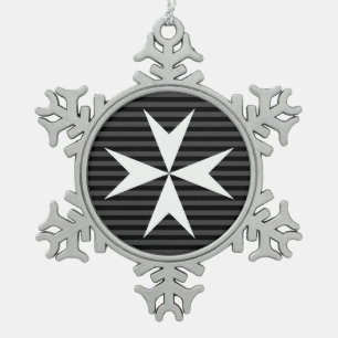 Mittelalterliches Weißkreuz   Order of St John (U Schneeflocken Zinn-Ornament