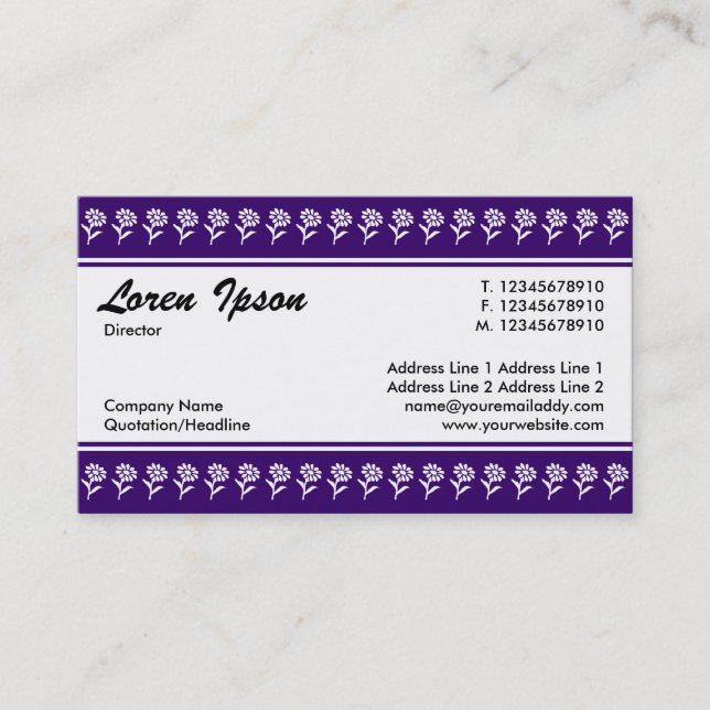 Mittelband (Blume Border) - Deep Violet Visitenkarte (Vorderseite)